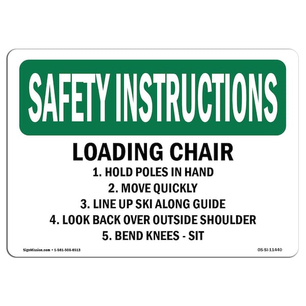 Signmission OSHA INSTRUCTIONS, 5" Height, Decal, 7" x 5", Landscape, Loading Chair 1. Hold Poles In Hand 2. OS-SI-D-57-L-11440 - main